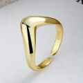 wholesale S925 Sterling Silver Irregular Korean Style Smooth V-Shaped Open Ring Minimalist and Versatile-0-2