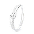 wholesale S925 Sterling Silver European and American Cross-Border Geometric Three-Dimensional Twist Knot Ring Creative New Openable Adjustable Ring for Women-0-4