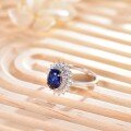 wholesale 18K White Gold Princess Diana Style 2-Carat Royal Blue Sapphire Ring Classic Double-Layer Full Diamond Lab-Grown Gemstone Ring-0-3
