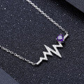 wholesale 925 Sterling Silver Fashionable and Versatile Natural Topaz Crystal Garnet Heartbeat Miracle Necklace-0-2