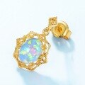 wholesale S925 Sterling Silver New Korean Style Synthetic Opal Earrings Women Retro Hollow Out Gemstone Earrings Wholesale Custom-0-1