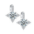 wholesale S925 Sterling Silver Cross Border Four-Pointed Star Ear Clips with Moissanite and Zirconia, Minimalist and Versatile Earrings for Wholesale-0-4