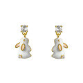 wholesale S925 Sterling Silver Small Rabbit Zodiac Resin Stud Earrings Sweet Girly Short Hoop Earrings M03317-0-4