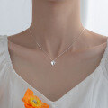 wholesale S925 Sterling Silver French Minimalist Heart Pendant Necklace, Simple INS Style Heart-Shaped Collarbone Chain for Women Y00447-0-0