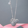 wholesale S925 silver plated rose gold Korean retro fashion cute internet-famous zircon geometric cartoon mouse necklace-0-2