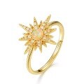 wholesale S925 Silver Japanese and Korean Light Luxury Style Sun Ring for Women, Niche Design Adjustable Opal and Zircon Ring for Wholesale-0-4