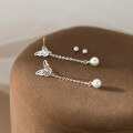 wholesale 925 Sterling Silver Hollow-Out Butterfly Tassel Pearl Ear Studs, Ins Style Niche Design Screw Ear Nurturing Earrings M06502-0-4