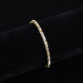 wholesale S925 Sterling Silver Plated Gold Hip Hop 2mm Tennis Chain Emerald Geometric Bracelet with Moissanite-0-0