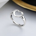 wholesale S925 Sterling Silver Retro Korean Style Hollow Heart Ring, Ins Internet Famous Trendy Versatile Open Adjustable Ring for Women-0-0