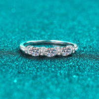 S925 Sterling Silver All Moissanite Women's Ring, Dainty Band, Daily Gift.-98 points, all of Mozambique  No. 15