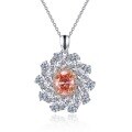 wholesale 925 Silver New PADPARADSCHA 7*9 Oval Pendant Necklace for Women, European and American Luxury Inlaid, Ins Style-0-5