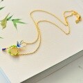 wholesale 925 silver gold-plated, certified Hetian jade pendant, vintage Chinese style, inlaid with jade and enamel swallow, Hanfu necklace-0-2