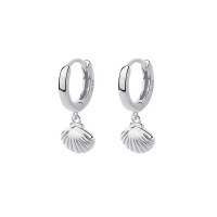 wholesale Metal 925 Silver Retro Metallic Shell Earrings For Women,, Ins。-E2922-White Gold 925 Silver