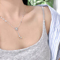 wholesale S925 Sterling Silver Lily of the Valley Tassel Necklace for Women, Petal-Inspired Forest Style Sweet and Luxurious High-End Sense Collarbone Chain with Chinese Aesthetic-0-3