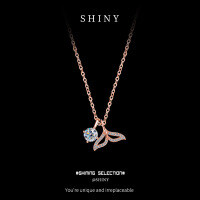 925 Silver Mermaid Tail Necklace with Moissanite for Valentine's Day-S925 Sterling Silver Rose Gold + 50 Points Moissanite