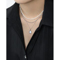 wholesale S925 Sterling Silver Korean-style Synthetic Opal Collarbone Necklace, Ins-0-3