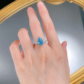 wholesale S925 Silver, Platinum High-Carbon Diamond 7*11mm Pear-Shaped Aqua Blue Diamond Ring by MuJing New Arrival for Cross-Border EU/US Market-0-3