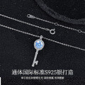 Sterling Silver Colorful Moissanite Pendant Necklace, Luxury Key Chain, Cross-Border Ready Stock-0-0