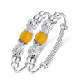 wholesale S990 Sterling Silver Yellow Chalcedony Bead Baby Bracelet Anklet for Unisex Infants and Children, Ideal for Full Moon Celebration Gifts-0-4