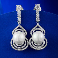 wholesale S925 Sterling Silver New 10mm Imitation Pearl Shell Bead Gourd Stud Earrings, Small and Exquisite Style-E385 Pearl Earrings 925 Silver