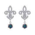 wholesale PT950 gold-plated S925 sterling silver cross-border new moissanite earrings with a sense of high-end luxury, Queen's iris flower earrings-0-8