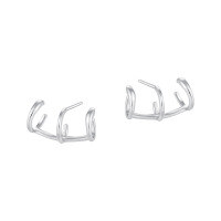 wholesale S925 Sterling Silver Minimalist Multi-layer Ear Cuffs For Women, Fashionable And Versatile In A Cool。-E4531-White Gold 925 Silver