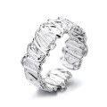 wholesale 925 Sterling Silver Irregular Filigree Fashionable Modern Korean Style Open Adjustable Ring for Women, Trendy and Versatile Index Finger Ring-0-4