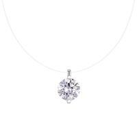 925 Silver Invisible Line Pendant with Moissanite-N15834 Moissanite 5mm/50 points