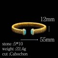 wholesale 925 Silver Gold Plated Bracelet with High Carbon Diamond, Turquoise Cabochon, Gold Brushed Italian Goldsmith Jewelry for Women-0-1