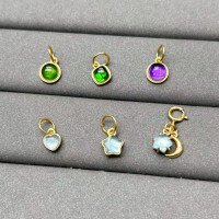 wholesale S925 Gold-Plated Heart Star Moon Charm Pendant DIY Bracelet Necklace Crystal Accessories-One five-pointed star