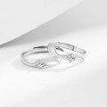 wholesale S925 Sterling Silver True Love Couple Rings, Simple and Fashionable, Light Luxury High-End Sense Matching Rings for Valentine's Day 520 Gift-0-1