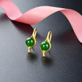 wholesale Elegant imitation Hetian jade bead hook earrings for women, vintage-style jade earrings, elegant jewelry, gift, wholesale-0-1