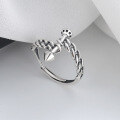 wholesale S925 Sterling Silver Irregular Chain Pointed Hammer Ring, Unisex Personalized Street Style Hong Kong Inspired Minimalist Design Ring-0-0
