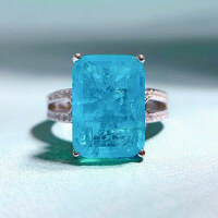 wholesale S925 Silver New ZHUOZHFAN Jewelry 10*14 Rectangular Paraiba Color RingIns Style Ring-R450 Para Color 7