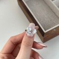 wholesale S925 Sterling Silver Geometric Heart Zircon Inlaid Exquisite Women's Adjustable Open Ring Ready to Ship-0-2