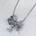 wholesale S925 Silver Bow Necklace with Pendant, Zhuo Zhifan Jewelry New Light Luxury Fashion European and American Women's Hot Seller-0-2