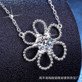 S925 Sterling Silver D Color Moissanite Five-Petal Flower Necklace-0-1