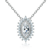 wholesale 925 Sterling Silver Full Diamond Zircon Sunflower Pendant Necklace for Women, Unique Floral Design, Small Aesthetic, Fashionable Collarbone Chain, Inspired by European and American Styles, Trending on Instagram-Platinum 925 silver