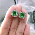 wholesale Metal material first, ZHUO ZHI FAN Jewelry New Emerald Retro Square Stud Earrings INS Hot Selling Earring Replacement-0-1