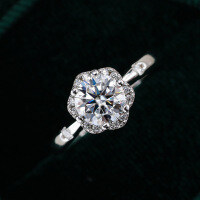 S925 Silver D Color Moissanite Ring, Classic Six-Prong 1 Carat Simulation Wedding Band-1 carat (superior white moissanite)  Hong Kong lot number 18
