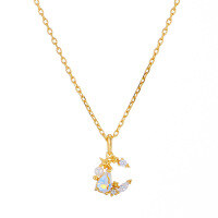 wholesale 925 Sterling Silver New Moon Necklace for Women, Ins Style Bohemian Choker Collarbone Chain Pendant Minimalist Japanese Jewelry Wholesale-Moon Shape Necklace 925 Silver