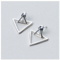 wholesale S925 silver triangle earrings for women, Korean-style minimalist geometric ear drops, versatile two-way wear ear accessories E5761-0-4