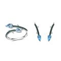 wholesale S925 silver adjustable designer-style thorn flower bud ring with natural topaz gemstone-0-4