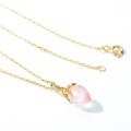 wholesale new 925 silver plated with 10K gold teardrop-shaped pink crystal lily of the valley pendant, Korean and Japanese light luxury floral wholesale-0-4