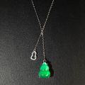 wholesale S925 Sterling Silver Necklace for Women with Natural Green Chalcedony Gourd High Ice Pendant Imperial Green Full Diamond Necklace Green Agate Wholesale-0-0