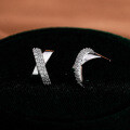 S925 Silver Fashion Cross Earrings with Moissanite, Long Style, Ready Stock-0-4