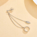 wholesale S925 Sterling Silver Leaf Tassel One-Piece Clip-On Earrings Fashion Commuting Minimalist Elegant Earrings-0-2