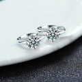 S925 Sterling Silver Moissanite Classic Four-Prong Stud Earrings-0-1