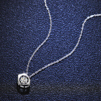 S925 Sterling Silver Moissanite Demon Eye Pendant Necklace-50-piece chain (D color moissanite)  925 silver