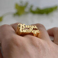 wholesale Metal 3D Double Name Handcrafted Design Women's/Men's Rings Christmas Gift Jewelry Wholesale-0-2